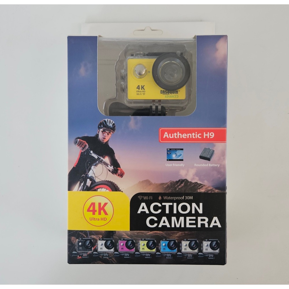 Authentic H9 4K Ultra HD Action Camera Yellow Wifi Waterproof Wide Angle Mounts